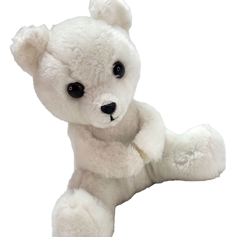 Vtg R Dakin White Bear Plush 10" 1977 Hook & loop Paws polar snowfoot